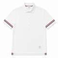 Thom Brown Polo Cotton Trắng Viền 2 Tay