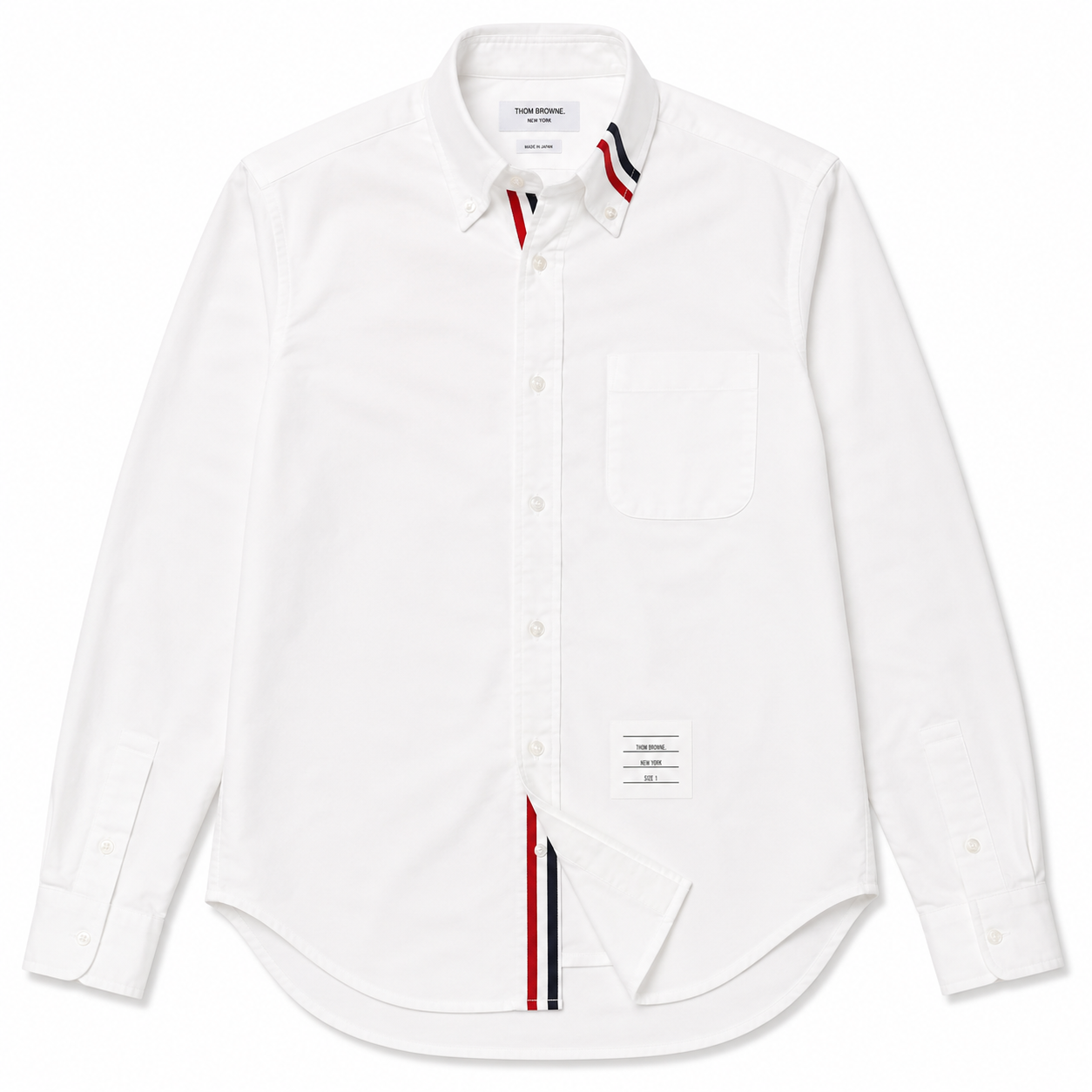 Thom Brown Ford Trắng Viền Cổ Viền Khuy