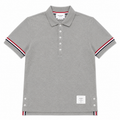 Thom Brown Polo Cotton Xám Viền 2 Tay