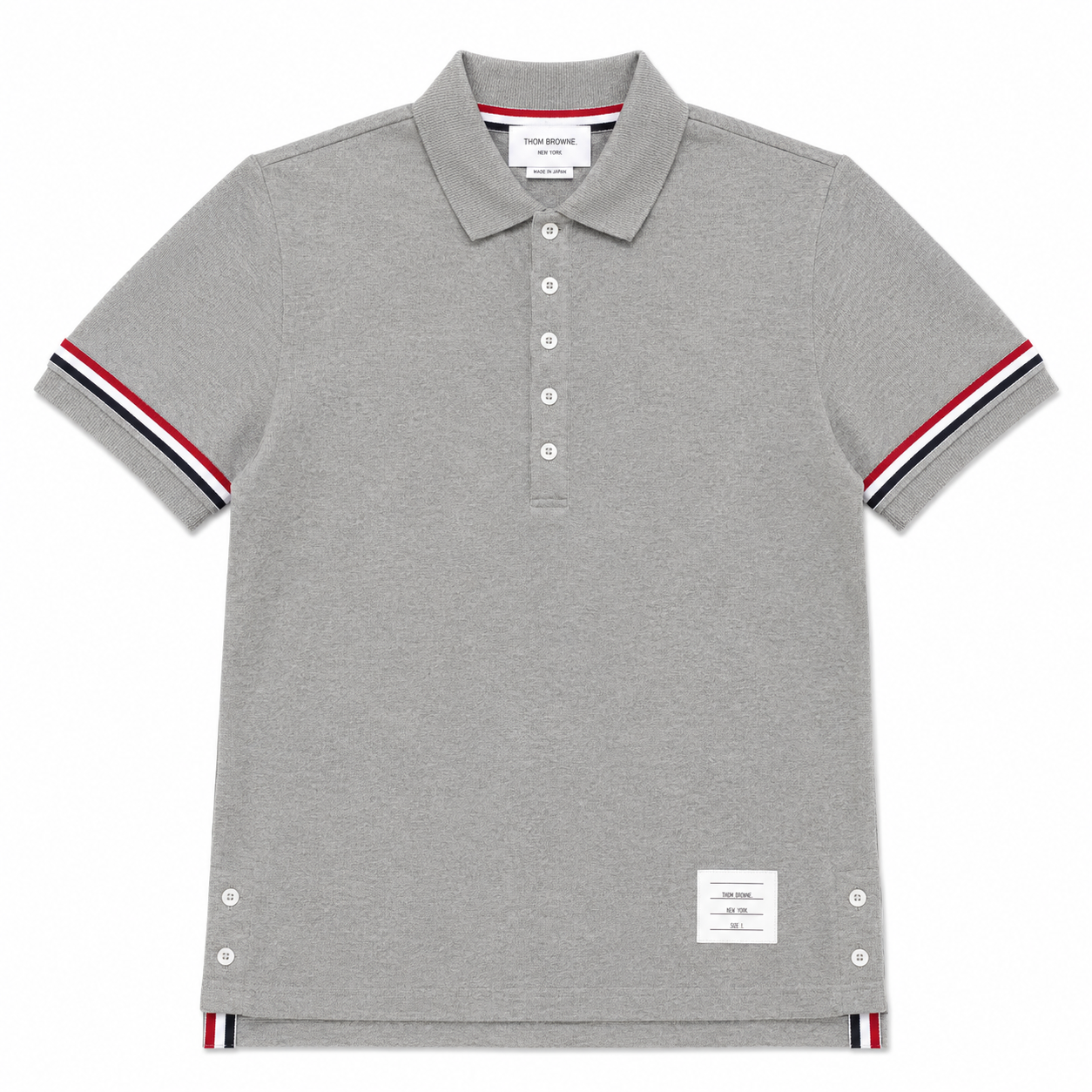 Thom Brown Polo Cotton Xám Viền 2 Tay