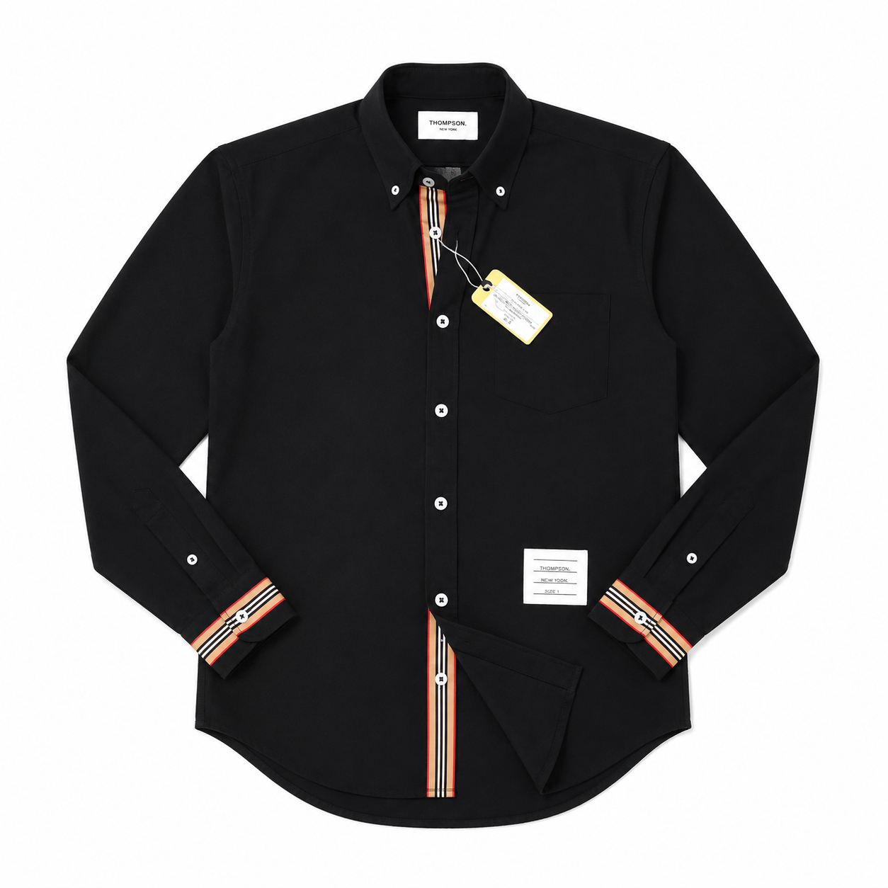 Thom Brown Oxford Đen Viền Bo Tay Dài