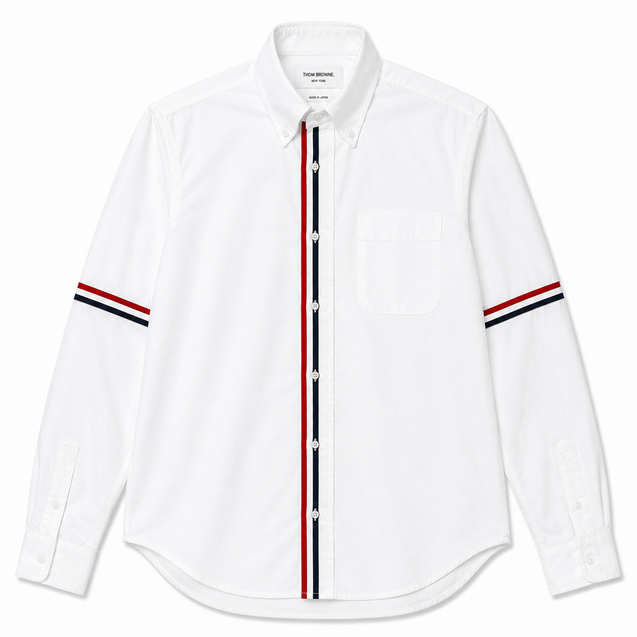 Thom Brown Oxford Trắng Viền 2 Tay
