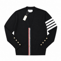 Thom Brown Cardigan Cashmere Đen Viền Dây Cúc Vàng
