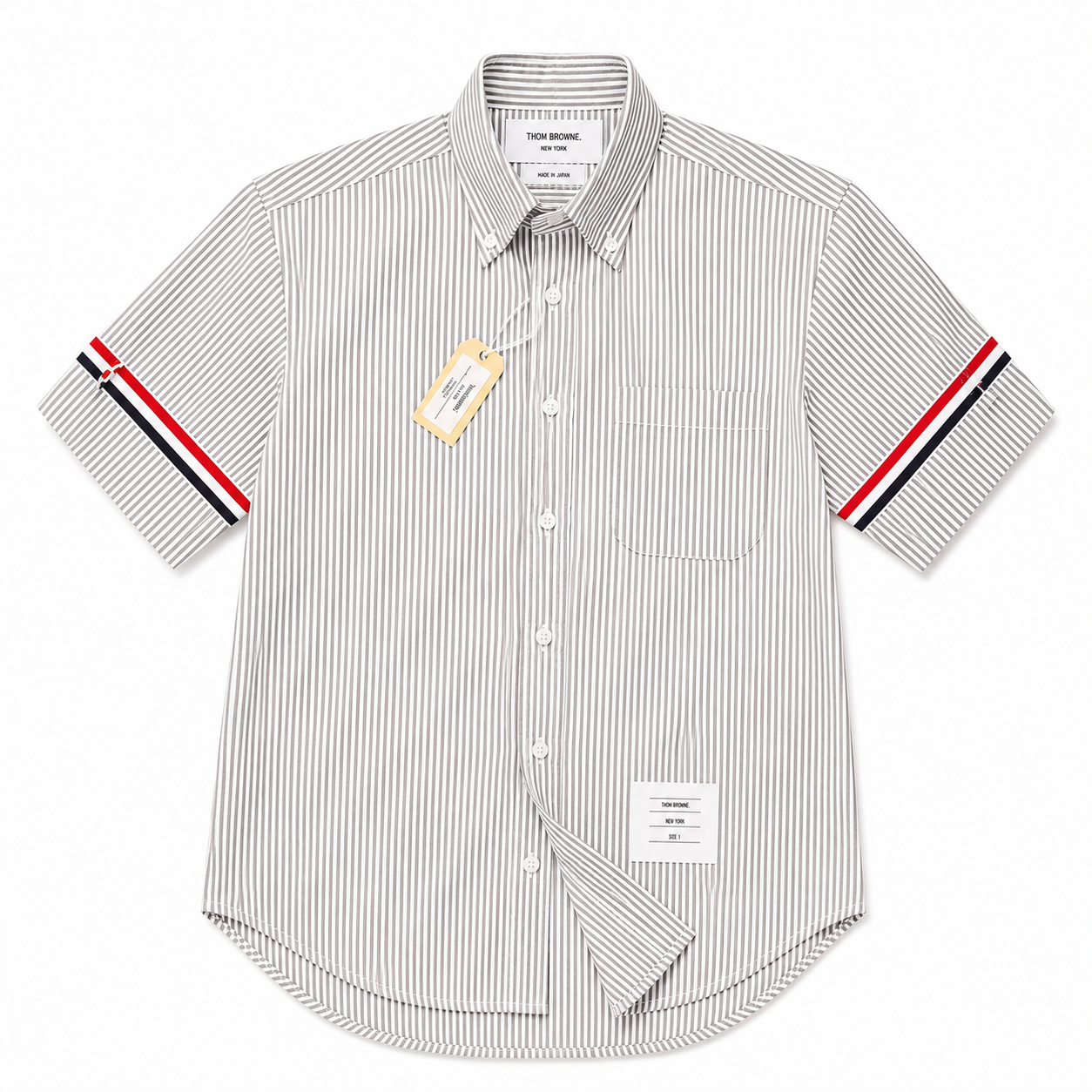 Thom Brown Oxford Sọc Xám Viền 2 Tay