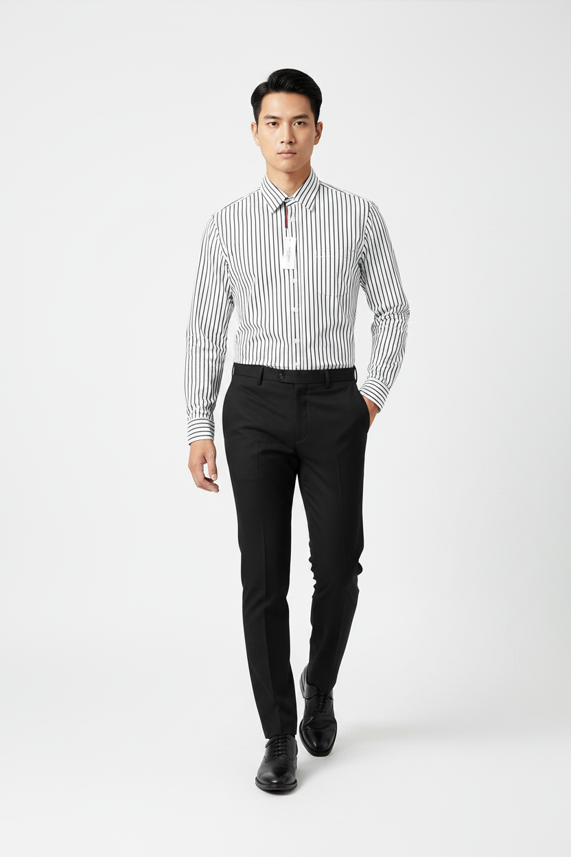 Thom Brown Sọc Đen Viền Trong