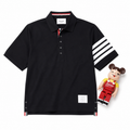 Thom Brown Polo Cotton Đen 4 Sọc Trắng
