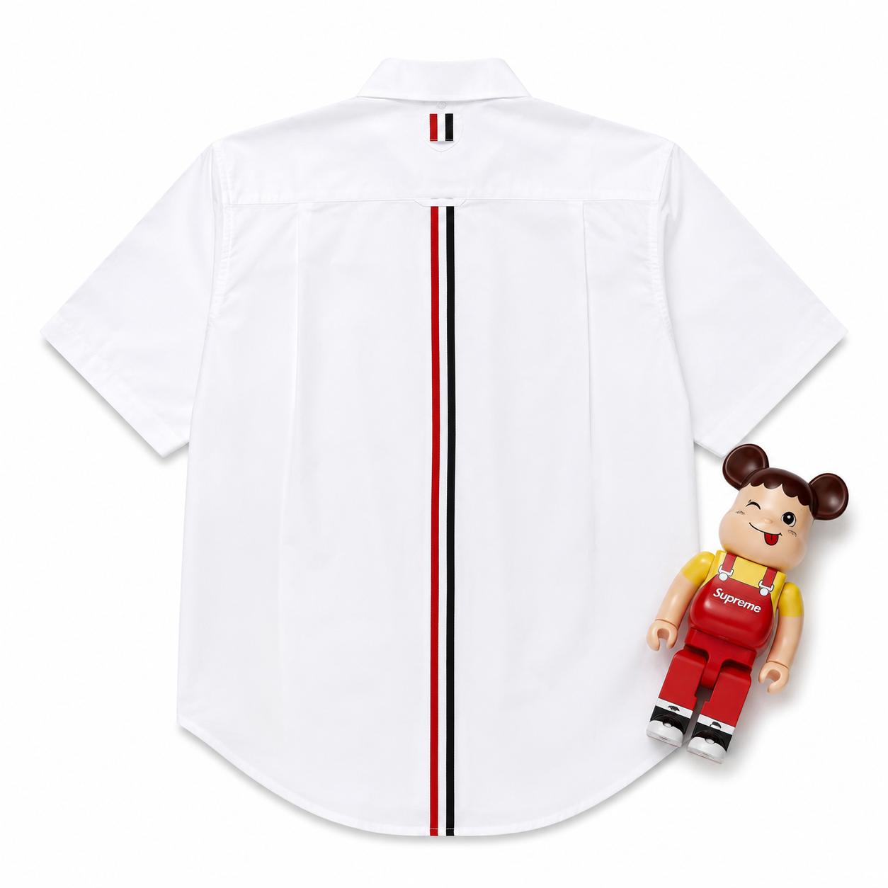Thom Brown Oxford Trắng Tay Ngắn Viền Lưng